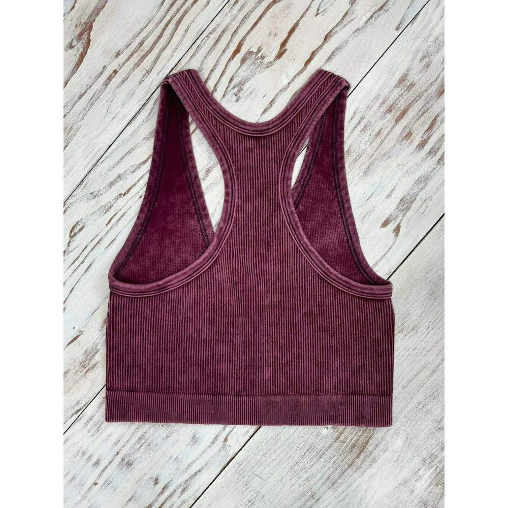 Zenana Not Your Basic Racerback Cropped Tank Top in Eggplant NTW-6128X - Picture 6 of 8